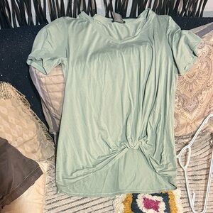 Women’s Knot-Front Sage Green Tee